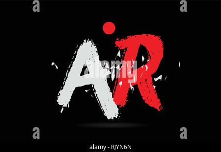 grunge alphabet letter combination ar a r logo design in white red and ...
