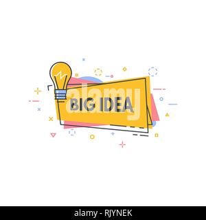 Big idea line style banner. Good idea or quick tip speech bubble. Consultant badge with text. Creativity and innovations line style concept. Stock Vector