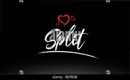 split city hand written text with red heart suitable for logo or typography design Stock Vector