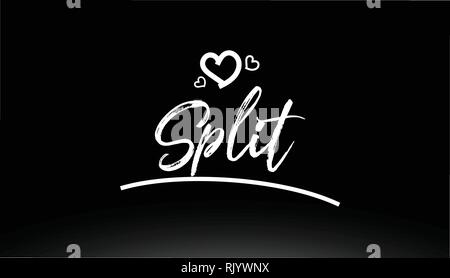 split black and white city hand written text with heart for logo or typography design Stock Vector