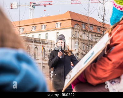 Berlin, Berlin, 08th February, 2019. Students from various schools meet in Invalidenpark, Berlin to protest against the plans of the government to stop energy from coal by 2038, they think its to late. The students usually strike school for the protest, but today there is a school holiday in the city. Credit: Paul Wetzel/Alamy Live News Stock Photo