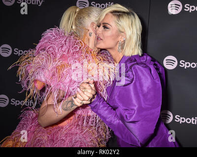 Los Angeles, United States. 07th Feb, 2019. LOS ANGELES, CA, USA - FEBRUARY 07: Singers Rita Ora and Bebe Rexha arrive at the Spotify Best New Artist Party 2019 held at the Hammer Museum on February 7, 2019 in Los Angeles, California, United States. (Photo by Image Press Agency) Credit: Image Press Agency/Alamy Live News Stock Photo