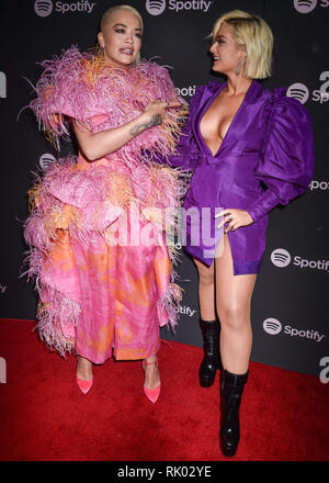 Los Angeles, United States. 07th Feb, 2019. LOS ANGELES, CA, USA - FEBRUARY 07: Singers Rita Ora and Bebe Rexha arrive at the Spotify Best New Artist Party 2019 held at the Hammer Museum on February 7, 2019 in Los Angeles, California, United States. (Photo by Image Press Agency) Credit: Image Press Agency/Alamy Live News Stock Photo