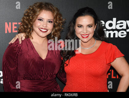 February 7, 2019 - Los Angeles, California, U.S. - 07 February 2019 - Los Angeles, California - JUSTINA MACHADO and GLORIA CALDERON KELLETT. Netflix's ''One Day at a Time'' Season 3 Premiere and Global Launch held at Regal Cinemas L.A. LIVE 14. Photo Credit: Billy Bennight/AdMedia (Credit Image: © Billy Bennight/AdMedia via ZUMA Wire) Stock Photo