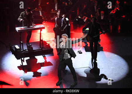 Foto Gian Mattia D'Alberto/LaPresse 08 Febbraio 2019 Sanremo, Italia  Spettacolo  Festival di Sanremo 2019, quarta serata Nella foto: Ligabue  Photo Gian Mattia D'Alberto/LaPresse February 08th, 2019 Sanremo, Italy  Entertainment  Sanremo music festival 2019, fourth evening In the photo: Ligabue Stock Photo