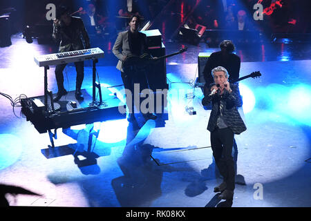 Foto Gian Mattia D'Alberto/LaPresse 08 Febbraio 2019 Sanremo, Italia  Spettacolo  Festival di Sanremo 2019, quarta serata Nella foto: Ligabue  Photo Gian Mattia D'Alberto/LaPresse February 08th, 2019 Sanremo, Italy  Entertainment  Sanremo music festival 2019, fourth evening In the photo: Ligabue Stock Photo