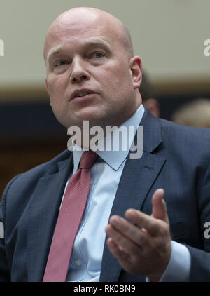 Washington, District of Columbia, USA. 8th Feb, 2019. Acting United States Attorney General Matthew G. Whitaker appears before the US House Judiciary Committee on Capitol Hill in Washington, DC, February 8, 2019. Credit: Chris Kleponis/CNP/ZUMA Wire/Alamy Live News Stock Photo