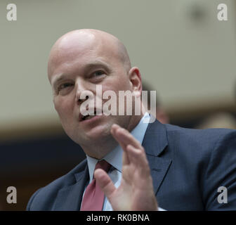 Washington, District of Columbia, USA. 8th Feb, 2019. Acting United States Attorney General Matthew G. Whitaker appears before the US House Judiciary Committee on Capitol Hill in Washington, DC, February 8, 2019. Credit: Chris Kleponis/CNP/ZUMA Wire/Alamy Live News Stock Photo