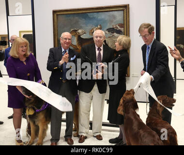 New York City, New York, USA. 8th Feb, 2019. The ribbon cutting at the official grand opening of the American Kennel Club (AKC) Museum of the Dog, held in Midtown Manhattan. Credit: Nancy Kaszerman/ZUMA Wire/Alamy Live News Stock Photo