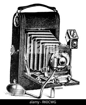 Vintage old photographic roll film camera - this was made by Kodak Stock Photo