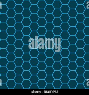 Hexagon grid vector pattern background in blue colors palette Stock Vector