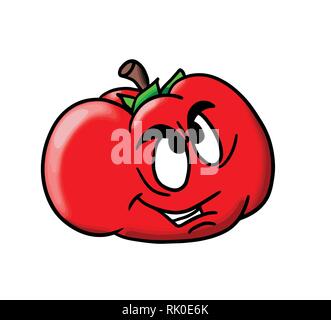 Characterized cartoon tomato on white background vector illustration Stock Vector