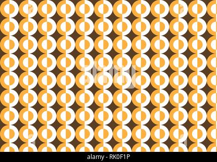 Orange and white circles vector pattern on a brown background Stock Vector