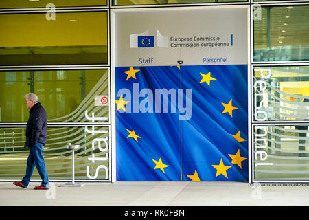 Brussels, Belgium - Staff entrance to the building of the European Commission, the Palais Berlaymont, in Brussels , Brüssel, Belgien - Personaleingang Stock Photo