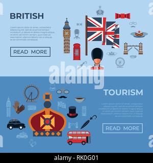 Digital vector london simple icons, flat style infographics Stock Vector