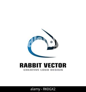 Rabbit logo vector design, isolated on white background. Stock Vector