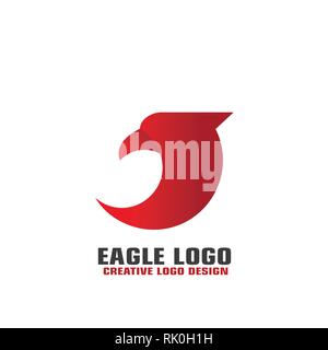 Red Eagle graphic logo template, isolated on white background, vector eagle head icon. Stock Vector