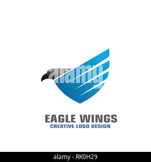 Shield Eagle wings graphic logo template, elegant business logo. Stock Vector