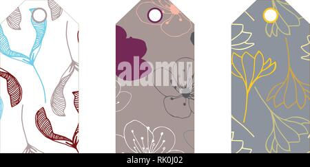Nature spring vector patterns template tag set Stock Vector