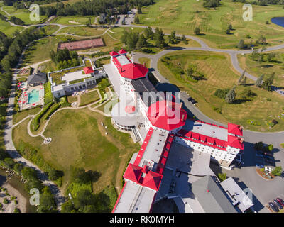 Aerial view of Mount Washington Hotel in summer in Bretton Woods, New Hampshire, USA. This Hotel hosted the Bretton Woods monetary conference in 1944. Stock Photo