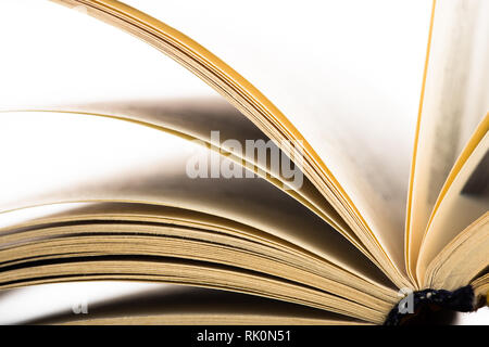 Education and wisdom concept - Macro view of book pages Stock Photo