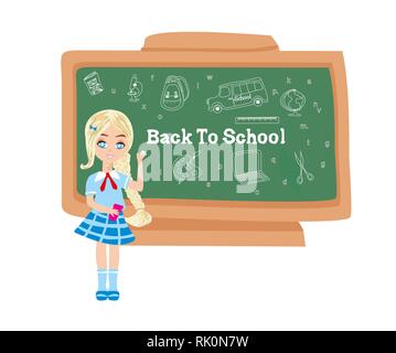 Back to school - card with a charming student Stock Vector