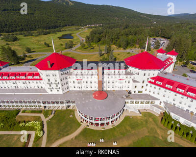 Aerial view of Mount Washington Hotel in summer in Bretton Woods, New Hampshire, USA. This Hotel hosted the Bretton Woods monetary conference in 1944. Stock Photo