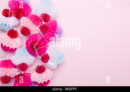 Paper cupcakes garland on pink background. Party and celebration concept. Fits great for your any project! Horizontal Stock Photo