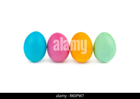 Four colorful Easter eggs in line isolated on white background Stock Photo