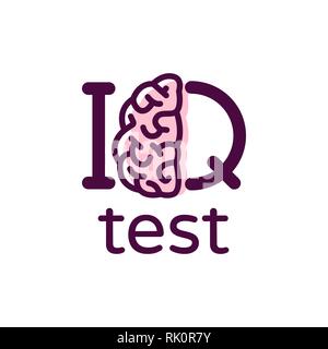 IQ test vector logo isolated on white background. Intellectual quotient IQ intelligence. Human brain Stock Vector