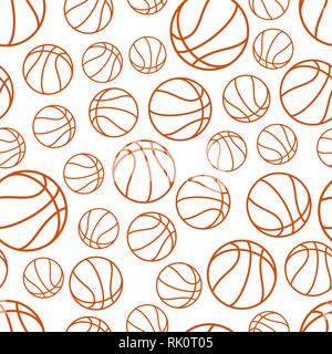 Seamless pattern of the basketball balls Stock Vector