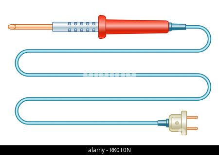 Illustration of the electric soldering iron tool Stock Vector