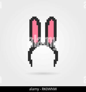pixel black bunny ears band Stock Vector