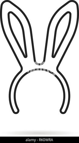black thin line bunny ears mask logo Stock Vector