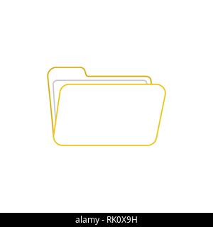 Flat design style vector illustration of open folder symbol icon on white background. White and colored outlines. Stock Vector