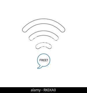 Flat design style vector illustration concept of wifi symbol with blue speech bubble icon and free text on white background. White and colored outline Stock Vector