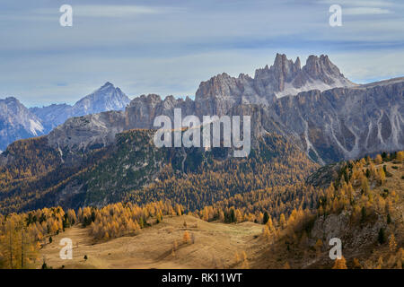 Autumn landscape at Passo Giau Cinque Torri in The Dolomites South ...