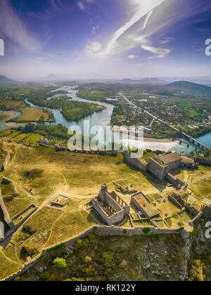 Remains of Rozafa Fort in Shkoder, Albania. Stock Photo