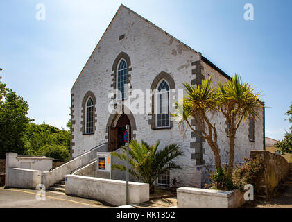 The Methodist Church at the bottom of Victoria Streeet in St Anne's Town Centre on Alderney Channel Islands. Stock Photo