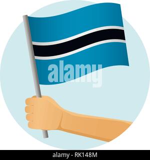 Botswana flag in hand. Patriotic background. National flag of Botswana vector illustration Stock Vector
