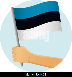 Estonia flag in hand. Patriotic background. National flag of Estonia vector illustration Stock Vector