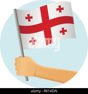 Georgia flag in hand. Patriotic background. National flag of Georgia vector illustration Stock Vector