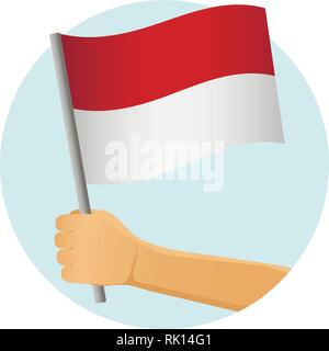 Indonesia flag in hand. Patriotic background. National flag of Indonesia vector illustration Stock Vector