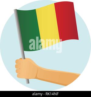 Mali flag in hand. Patriotic background. National flag of Mali vector illustration Stock Vector