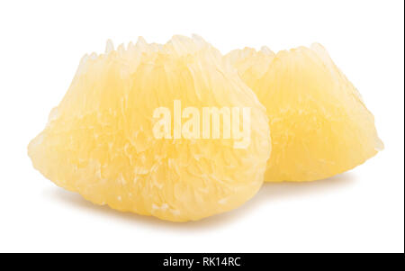 sliced peeled pomelo path isolated Stock Photo