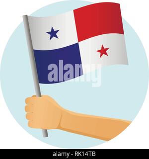 Panama flag in hand. Patriotic background. National flag of Panama vector illustration Stock Vector
