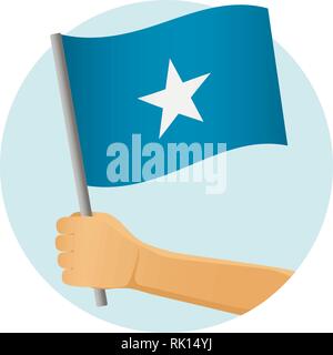 Somalia flag in hand. Patriotic background. National flag of Somalia vector illustration Stock Vector