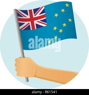 Tuvalu flag in hand. Patriotic background. National flag of Tuvalu vector illustration Stock Vector