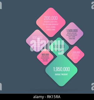 Flat vector rhombus Info-graphic with turquoise and pink  colorful label template for web and print decoration, sale sign or discount poster creative  Stock Vector