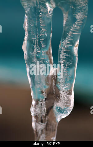 Icicles hanging Lake Ontario Stock Photo